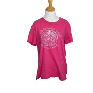 Anvil Mermaid Hair Don't Care Pink T shirt. Size medium.
